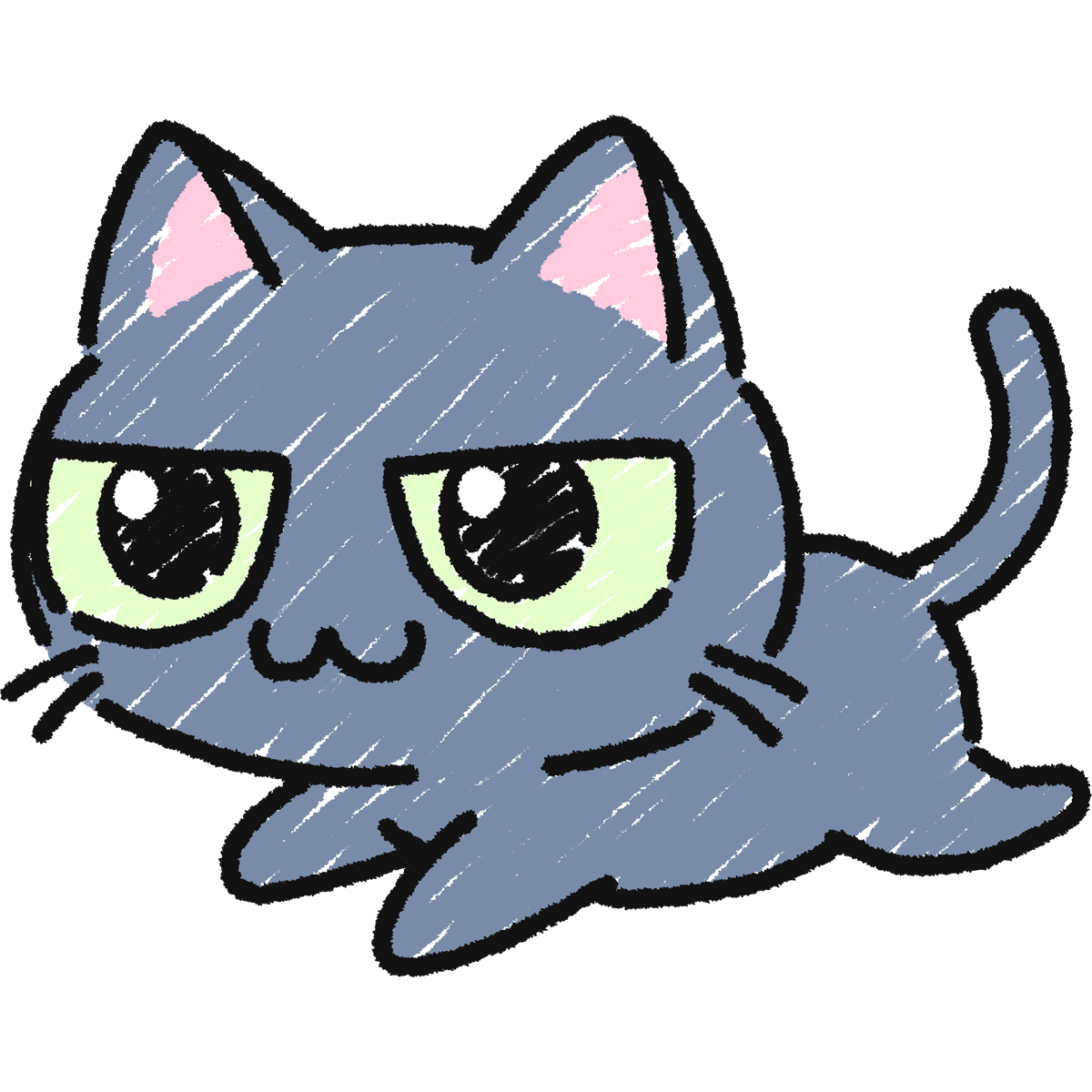 【手描き】走るグレー猫の無料イラスト
