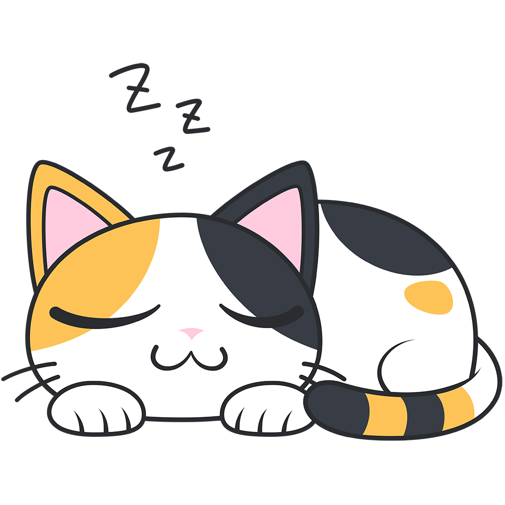 寝ている三毛猫 無料イラスト かわいいフリー素材集 ねこ画伯コハクちゃん