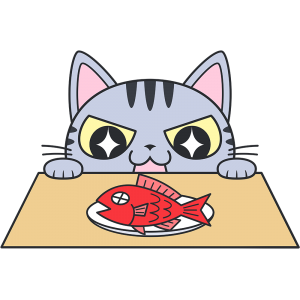 魚を狙うサバトラ猫