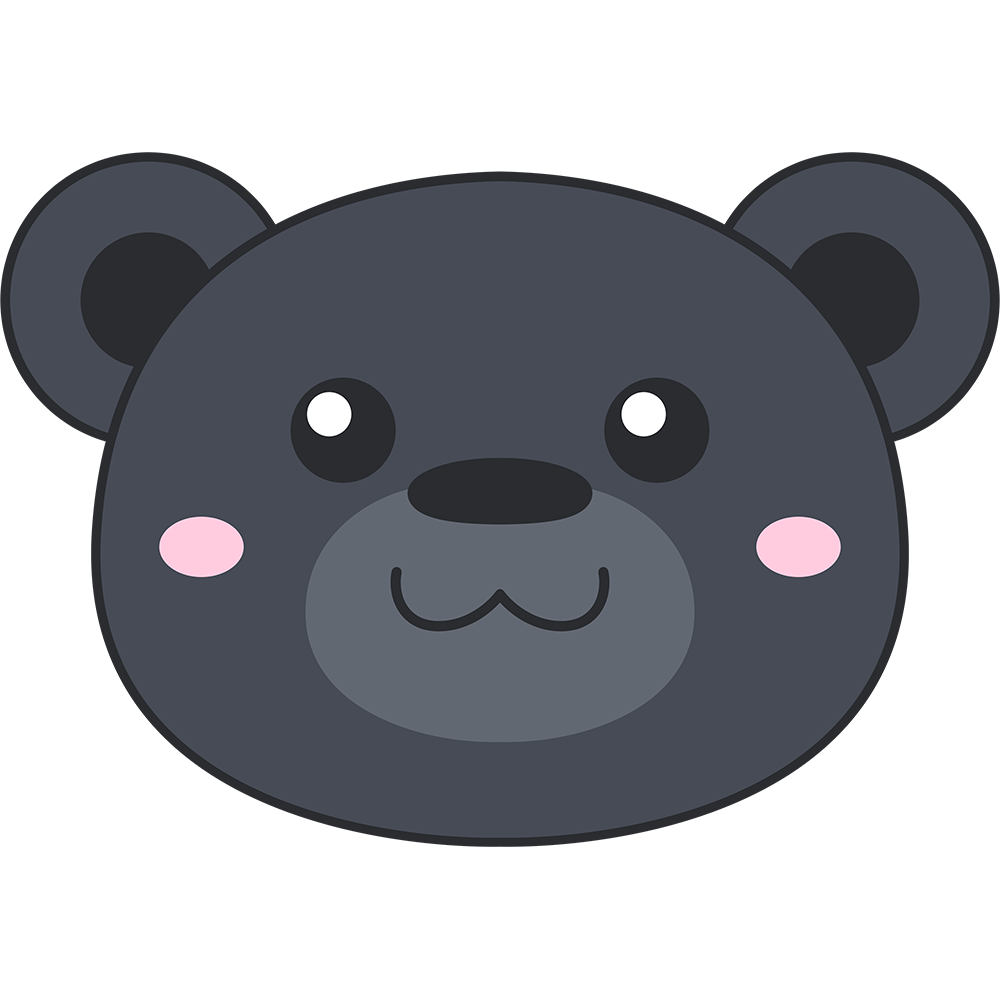 ツキノワグマ（熊）の顔イラスト【無料・フリー】