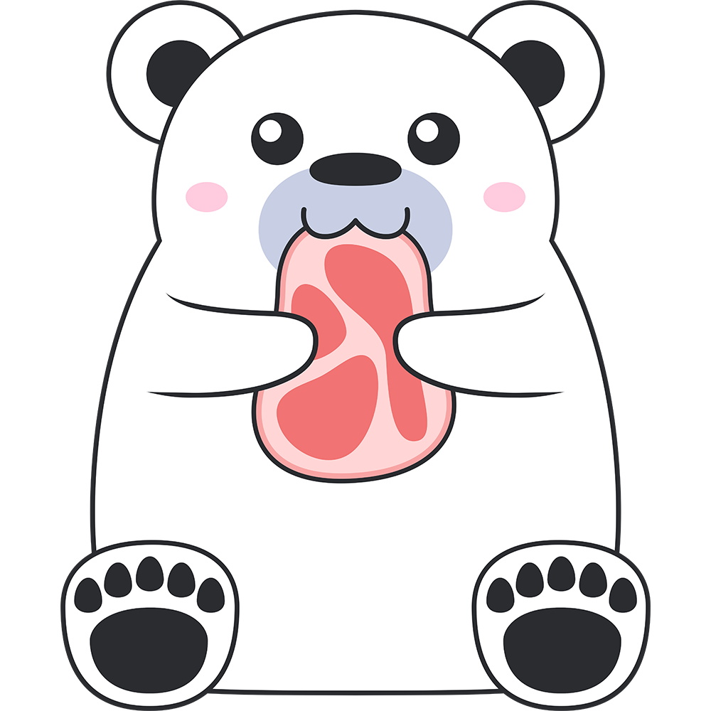 肉を食べるシロクマ（熊）のイラスト【無料・フリー】