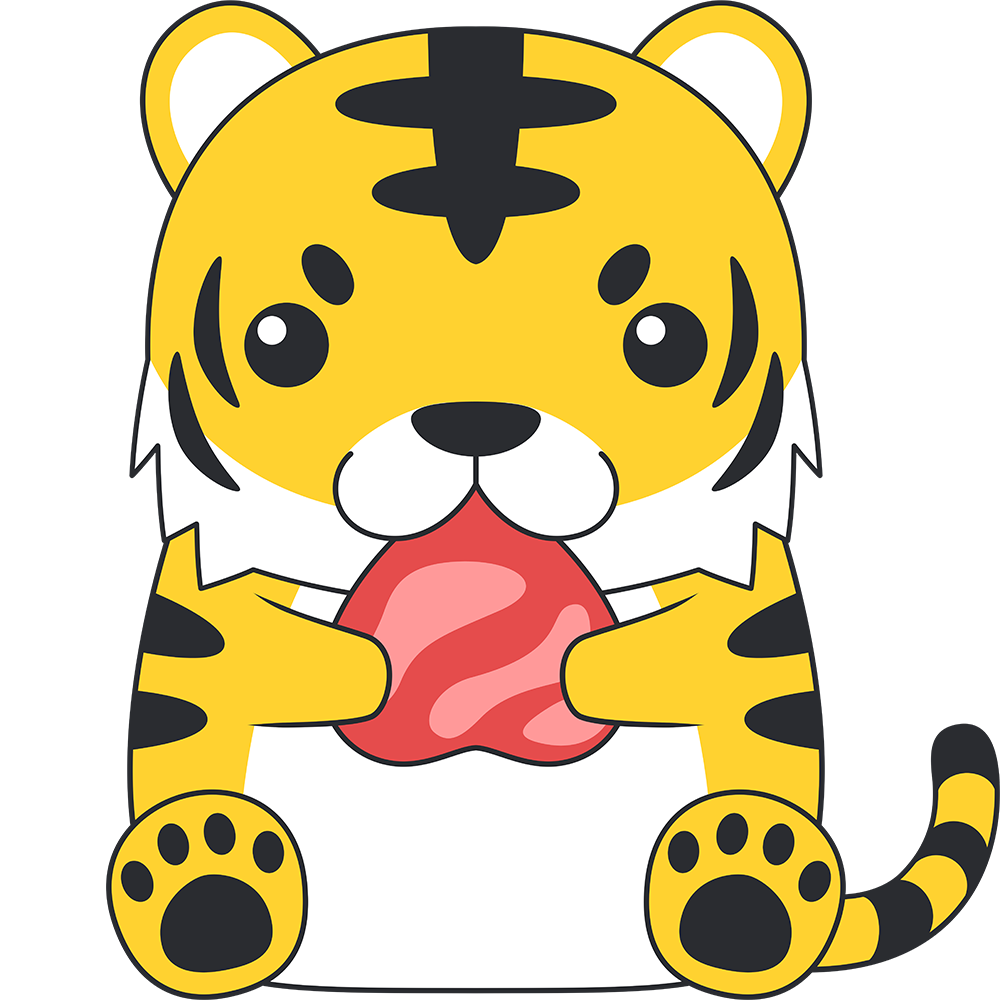 肉を食べるトラ（虎）のイラスト【無料・フリー】