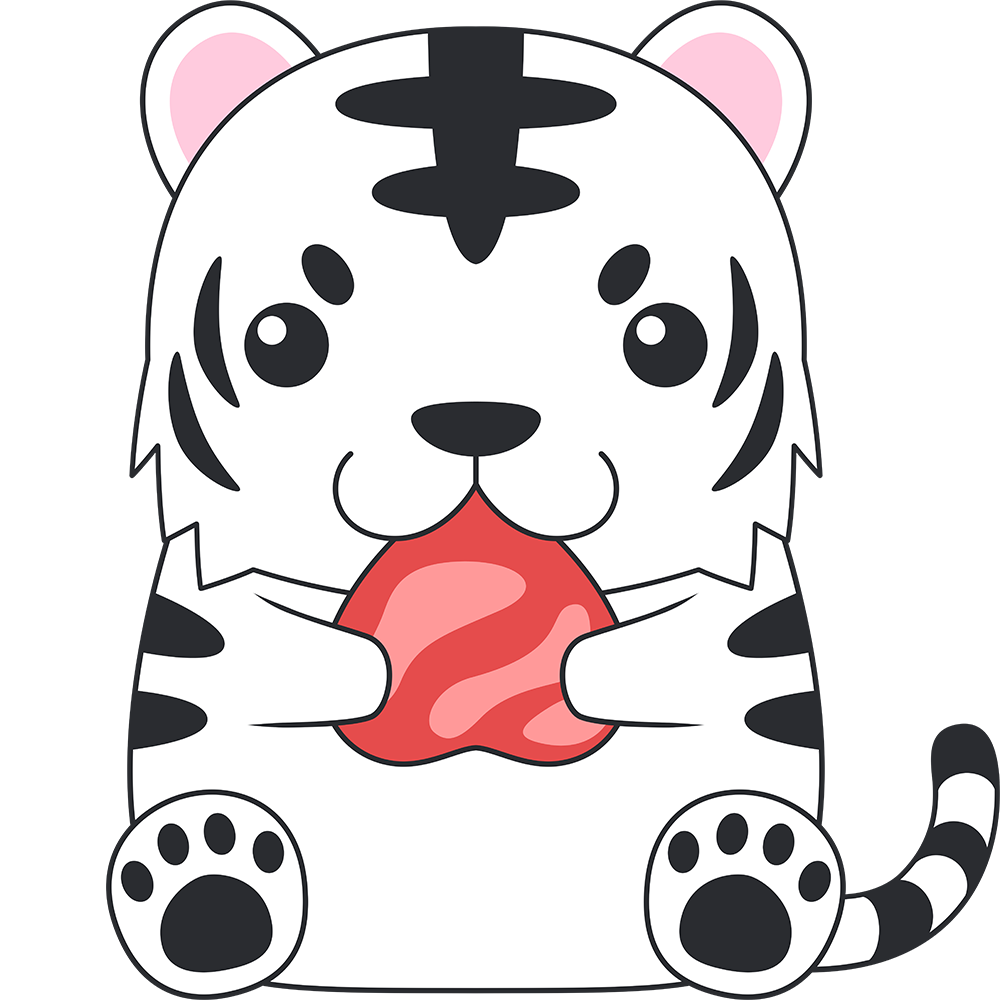 肉を食べるホワイトタイガー（虎）のイラスト【無料・フリー】