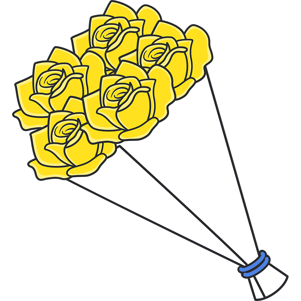 黄色いバラの花束のイラスト【無料・フリー】