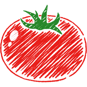 赤いトマトの手書きイラスト