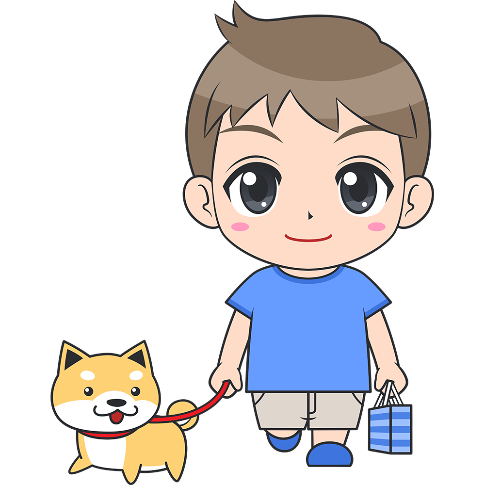 犬と散歩する男の子（子供）のイラスト【無料・フリー】