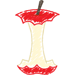 リンゴの芯の手書きイラスト