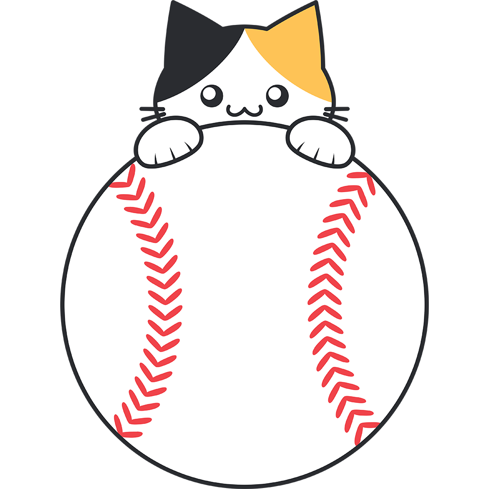 三毛猫と野球ボールのイラスト【無料・フリー】
