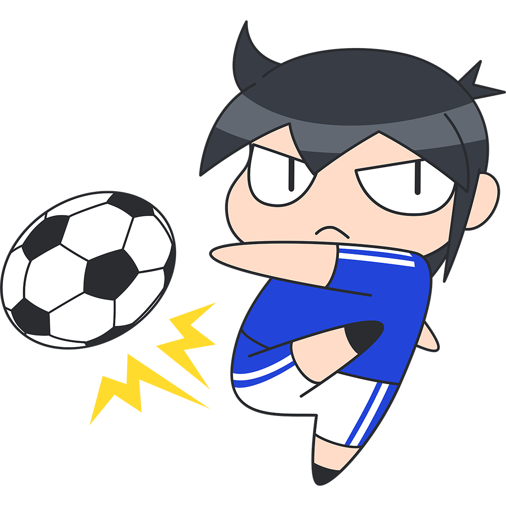 サッカー シュートをする選手 無料イラスト かわいいフリー素材集 ねこ画伯コハクちゃん