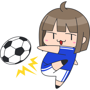 サッカー シュートをする女子選手 無料イラスト かわいいフリー素材集 ねこ画伯コハクちゃん