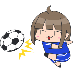 サッカー 強烈なシュートをする女子選手 無料イラスト かわいいフリー素材集 ねこ画伯コハクちゃん