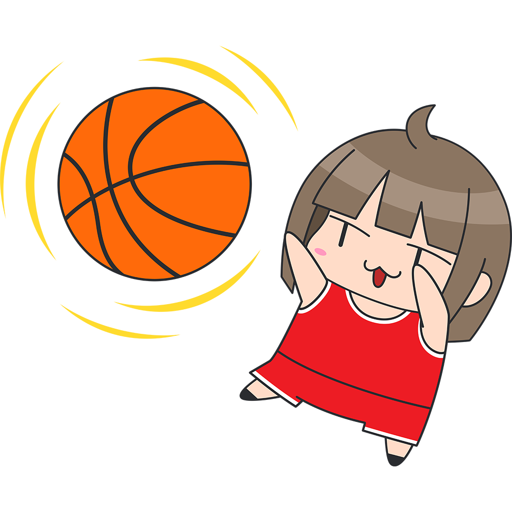 バスケ：シュートをする女子選手のイラスト【無料・フリー】