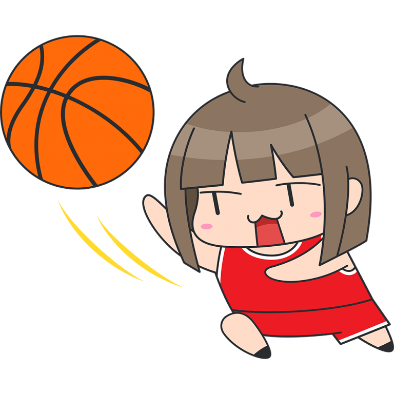 バスケ：レイアップシュートをする女子選手のイラスト【無料・フリー】