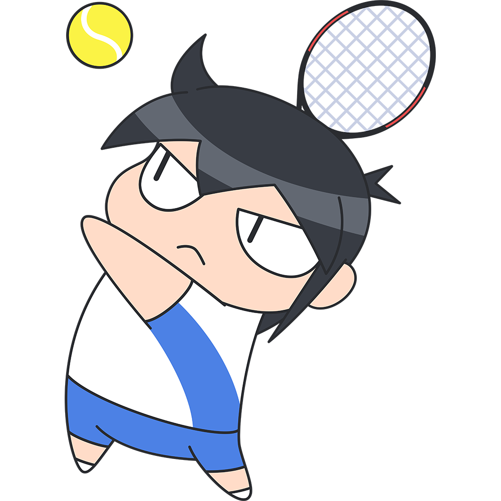 テニス：サーブをする選手のイラスト【無料・フリー】