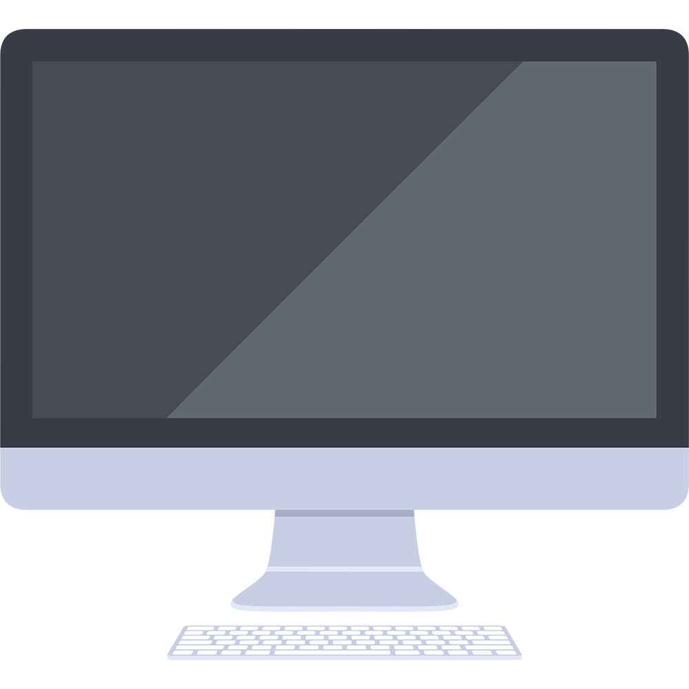 反射するパソコン（iMac）とキーボードの無料イラスト