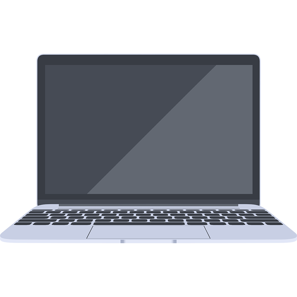 反射するノートパソコン（MacBook）の無料イラスト