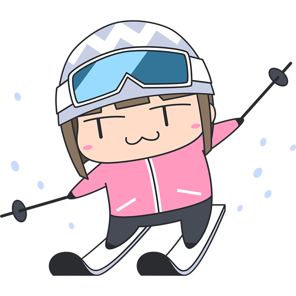 スキーをする女子選手のイラスト【無料・フリー】