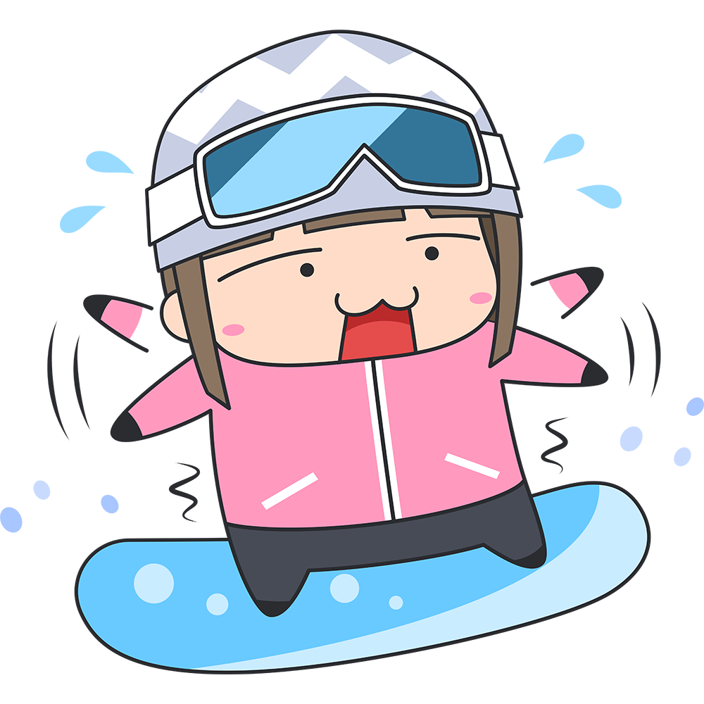 初めてスノーボードをする女子のイラスト【無料・フリー】