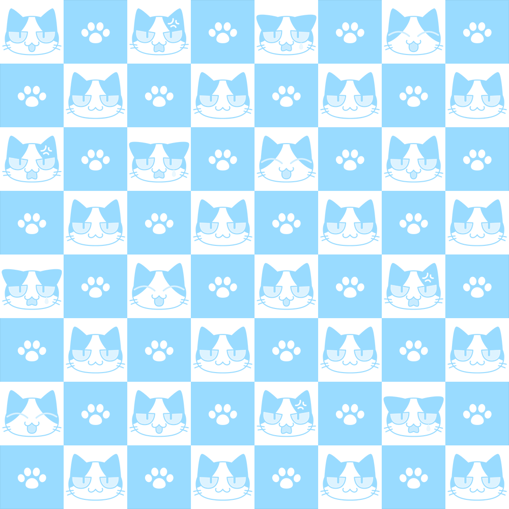 猫と肉球パターン（4）の無料イラスト