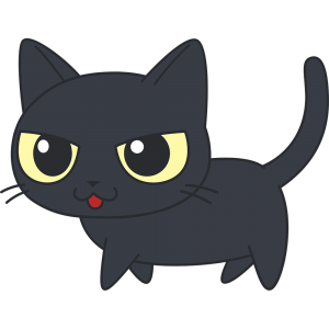 歩く黒猫 無料イラスト かわいいフリー素材集 ねこ画伯コハクちゃん