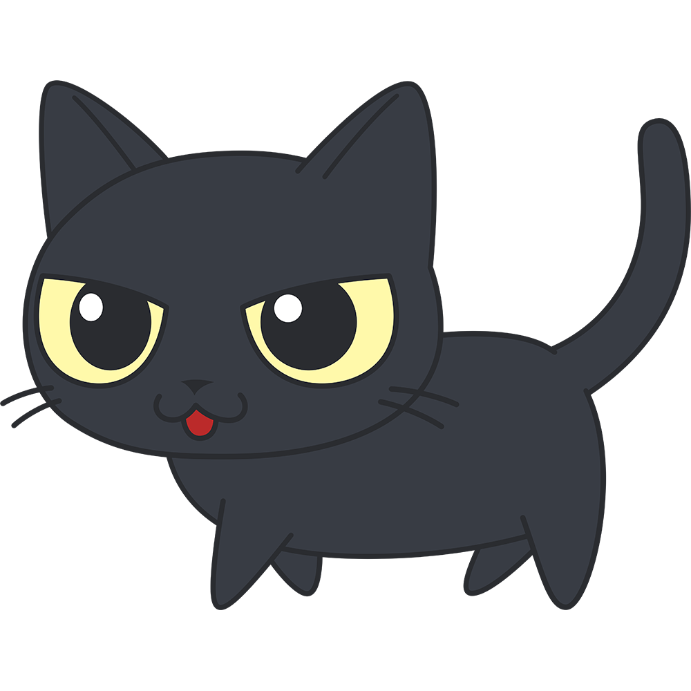 走る黒猫 無料イラスト かわいいフリー素材集 ねこ画伯コハクちゃん