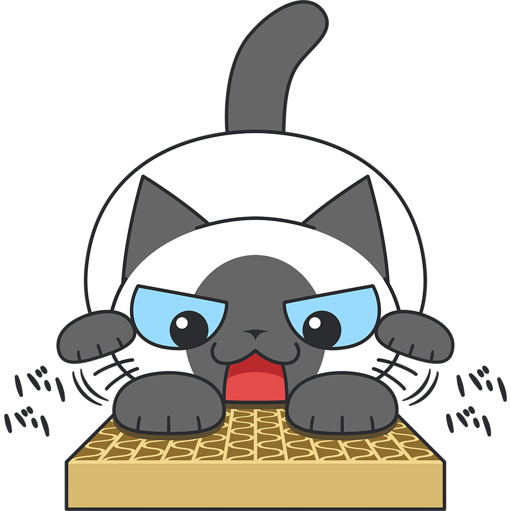 爪とぎをするシャム猫の無料イラスト