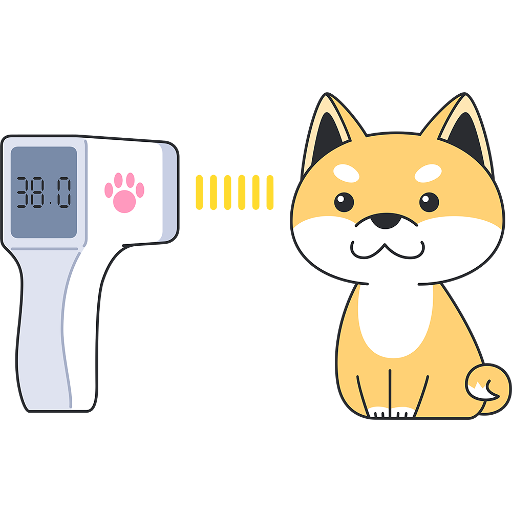 赤外線で体温を測る犬の無料イラスト