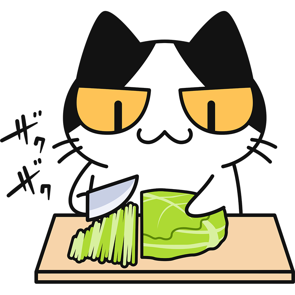 料理をする猫の無料イラスト