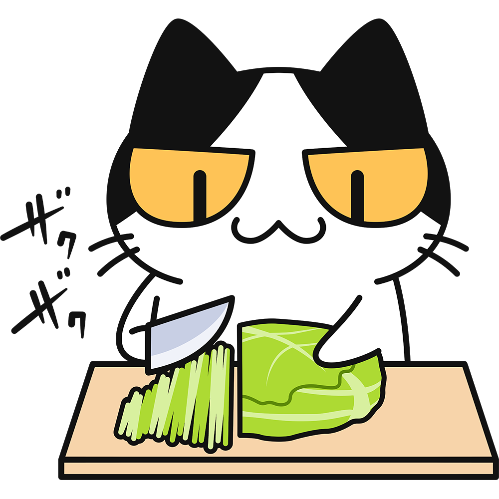 料理をする猫 無料イラスト かわいいフリー素材集 ねこ画伯コハクちゃん