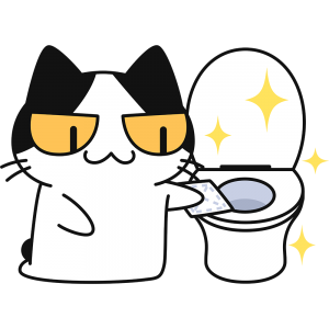 トイレを掃除する猫 | 無料イラスト＆かわいいフリー素材集 ねこ画伯コハクちゃん
