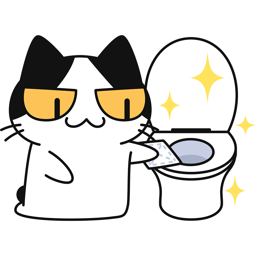 トイレを掃除する猫の無料イラスト