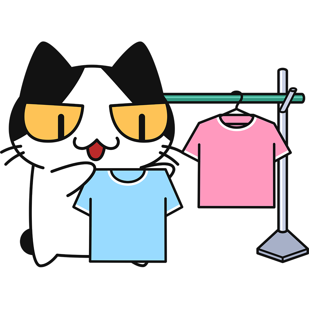 洗濯物を干す猫の無料イラスト