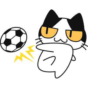 サッカー シュートをする猫 無料イラスト かわいいフリー素材集 ねこ画伯コハクちゃん