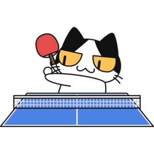 卓球：サーブをする猫