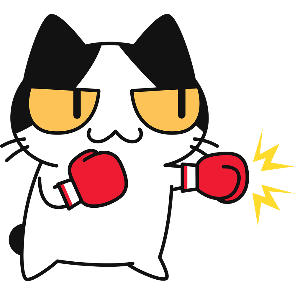 ボクシングをする猫の無料イラスト