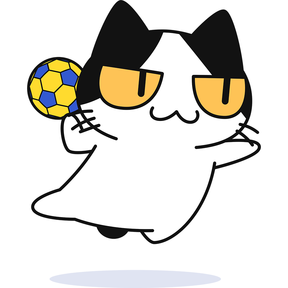 ハンドボールをする猫の無料イラスト