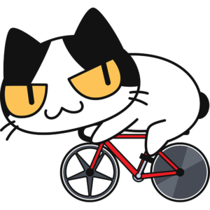 自転車競技をする猫