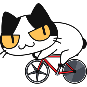 自転車競技をする猫の無料イラスト