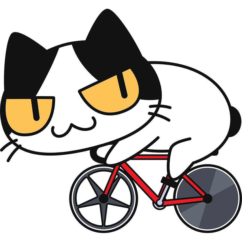 自転車競技をする猫の無料イラスト