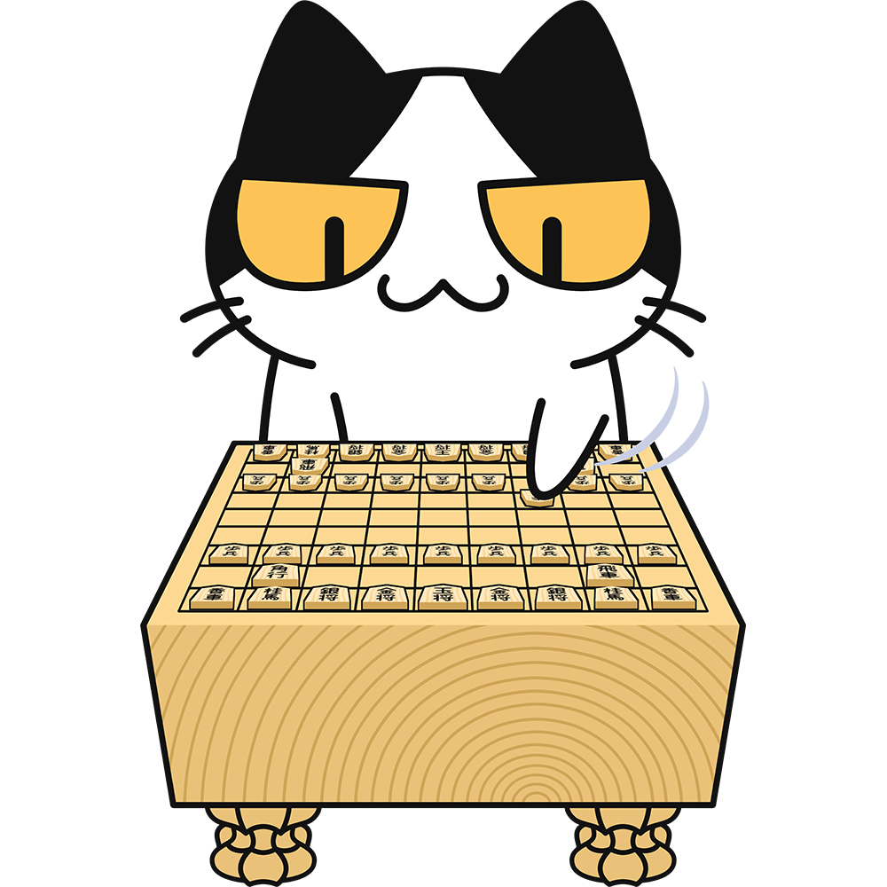 将棋をする猫の無料イラスト