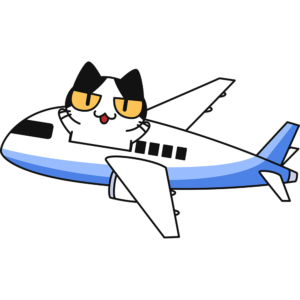 飛行機で旅行する猫