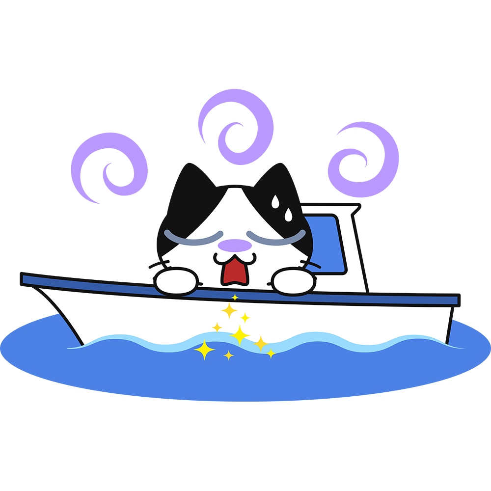 船酔いする猫の無料イラスト