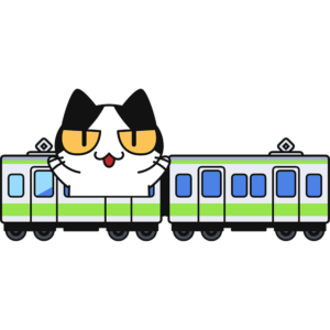 電車で旅行する猫 無料イラスト かわいいフリー素材集 ねこ画伯コハクちゃん