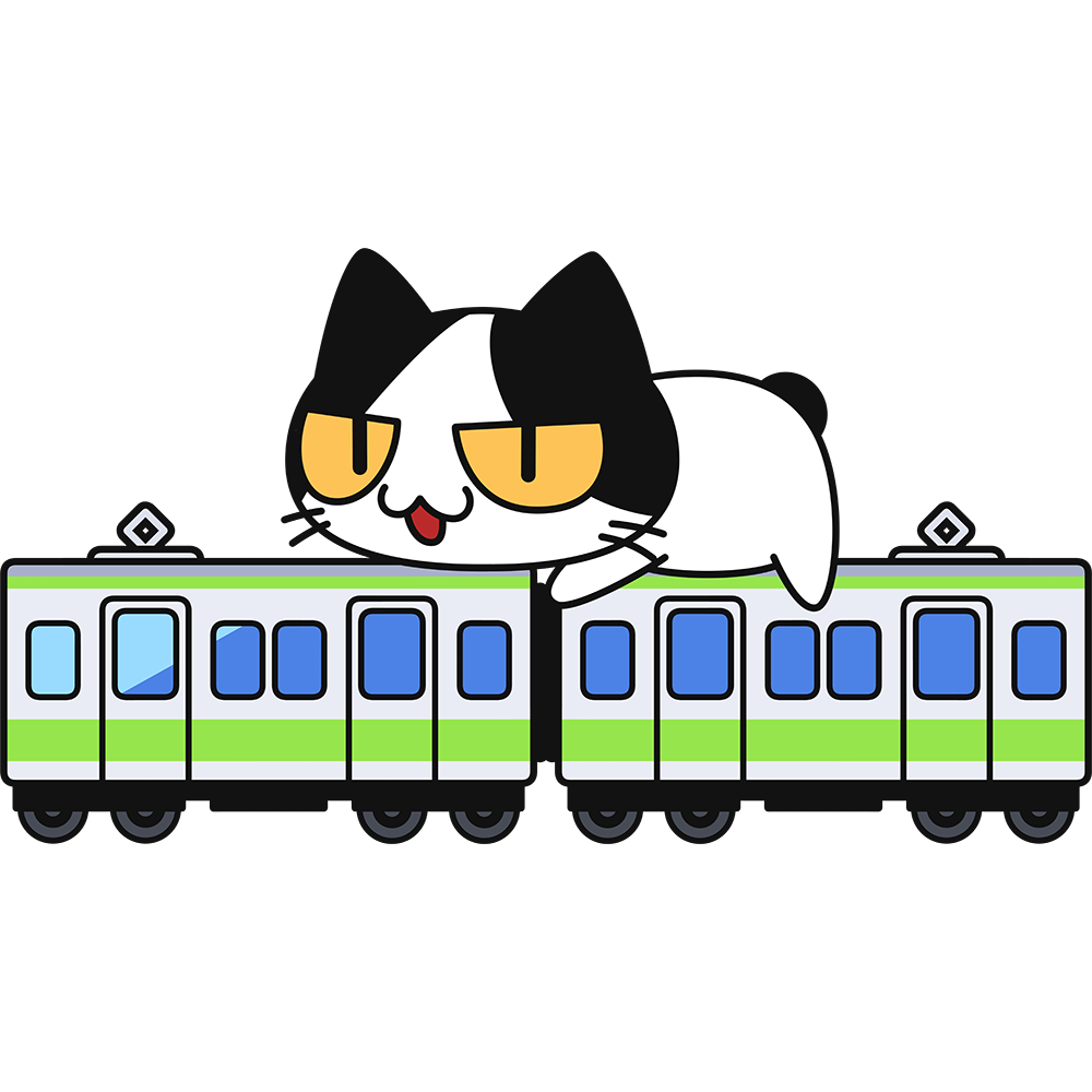 電車に乗る猫の無料イラスト