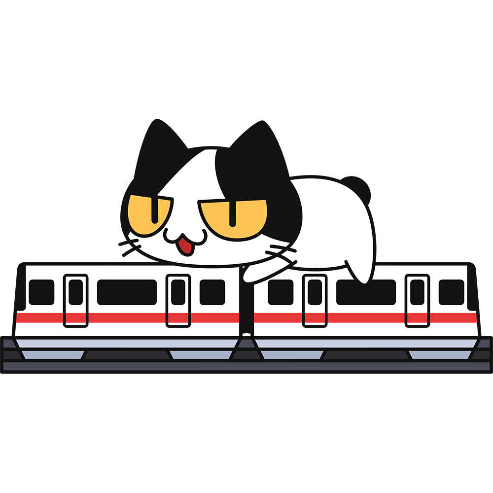 跨座式モノレールに乗る猫 無料イラスト かわいいフリー素材集 ねこ画伯コハクちゃん