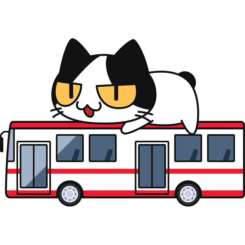 バスに乗る猫の無料イラスト