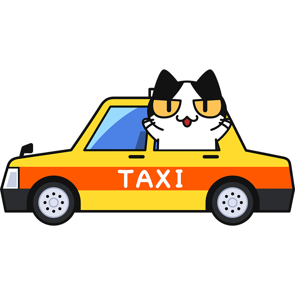 タクシーに乗る猫の無料イラスト