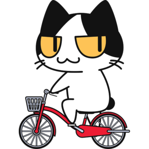 自転車に乗る猫 無料イラスト かわいいフリー素材集 ねこ画伯コハクちゃん