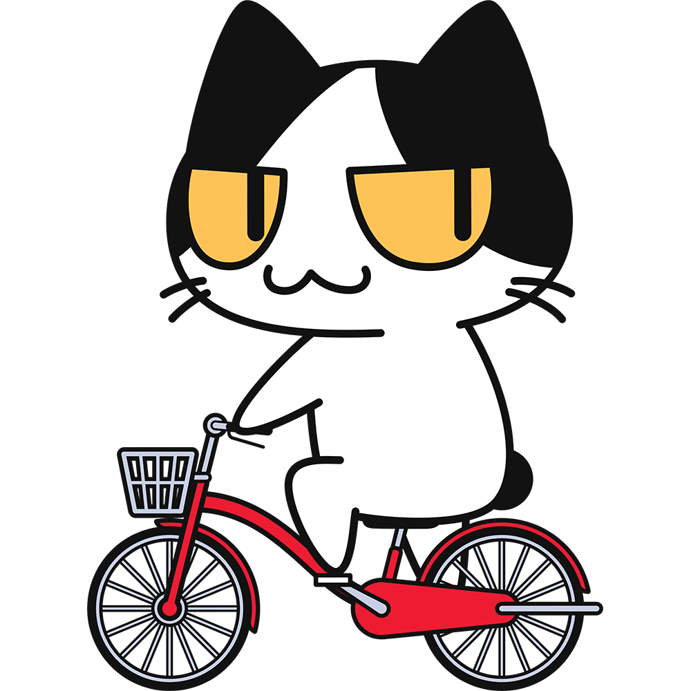 自転車に乗る猫 無料イラスト かわいいフリー素材集 ねこ画伯コハクちゃん