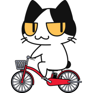 電動自転車に乗る猫